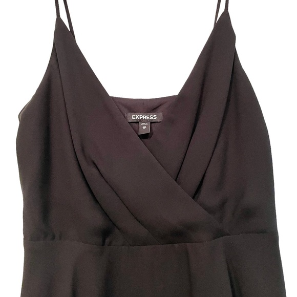 Express Fit & Flare V Neck Sexy Black Dress - Picture 3 of 7